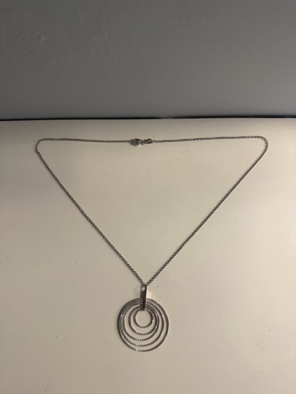 Silver Concentric Circle Pendant Necklace - Women Jewelry